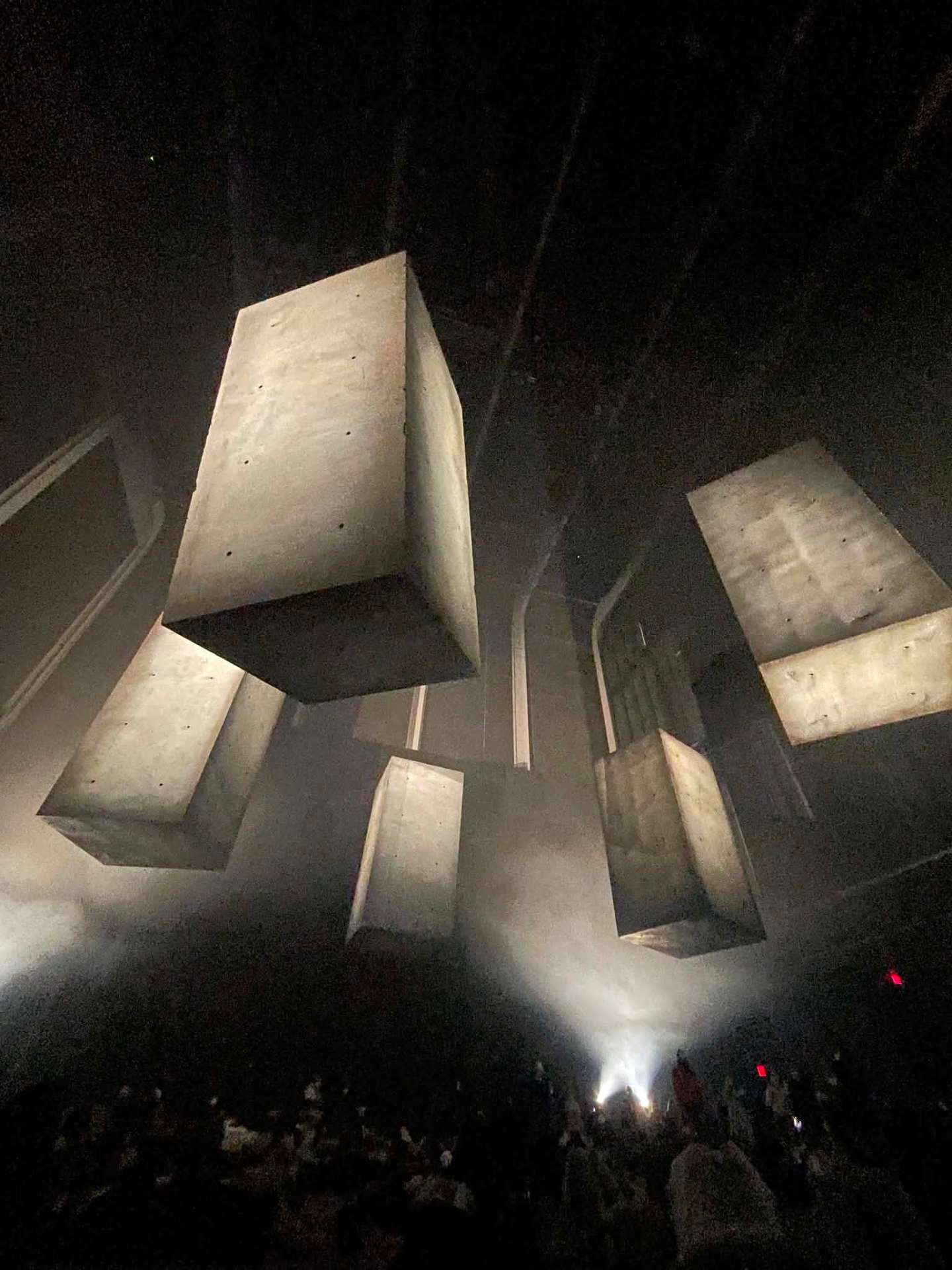 Floating concrete blocks at The Shed, NYC