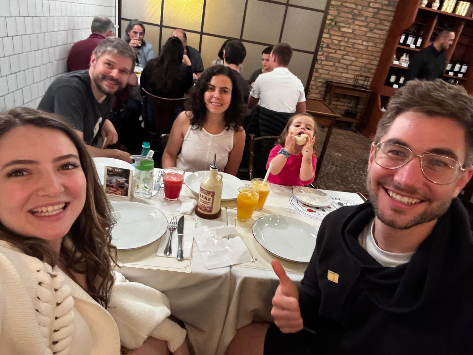 Braz pizza with Camila, Matthias, and Angelina