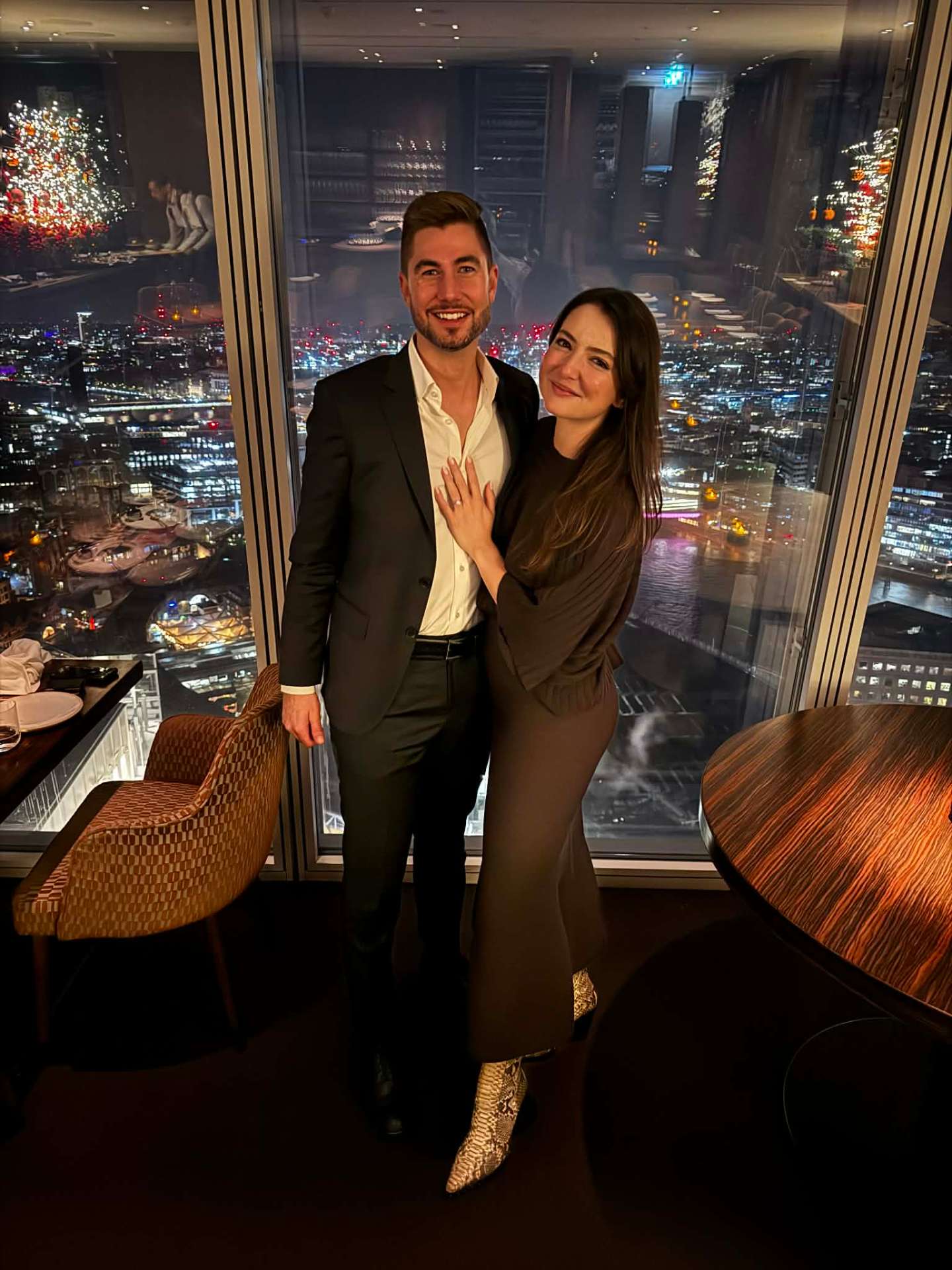 Anthony and Raisa at Oblix, The Shard, London