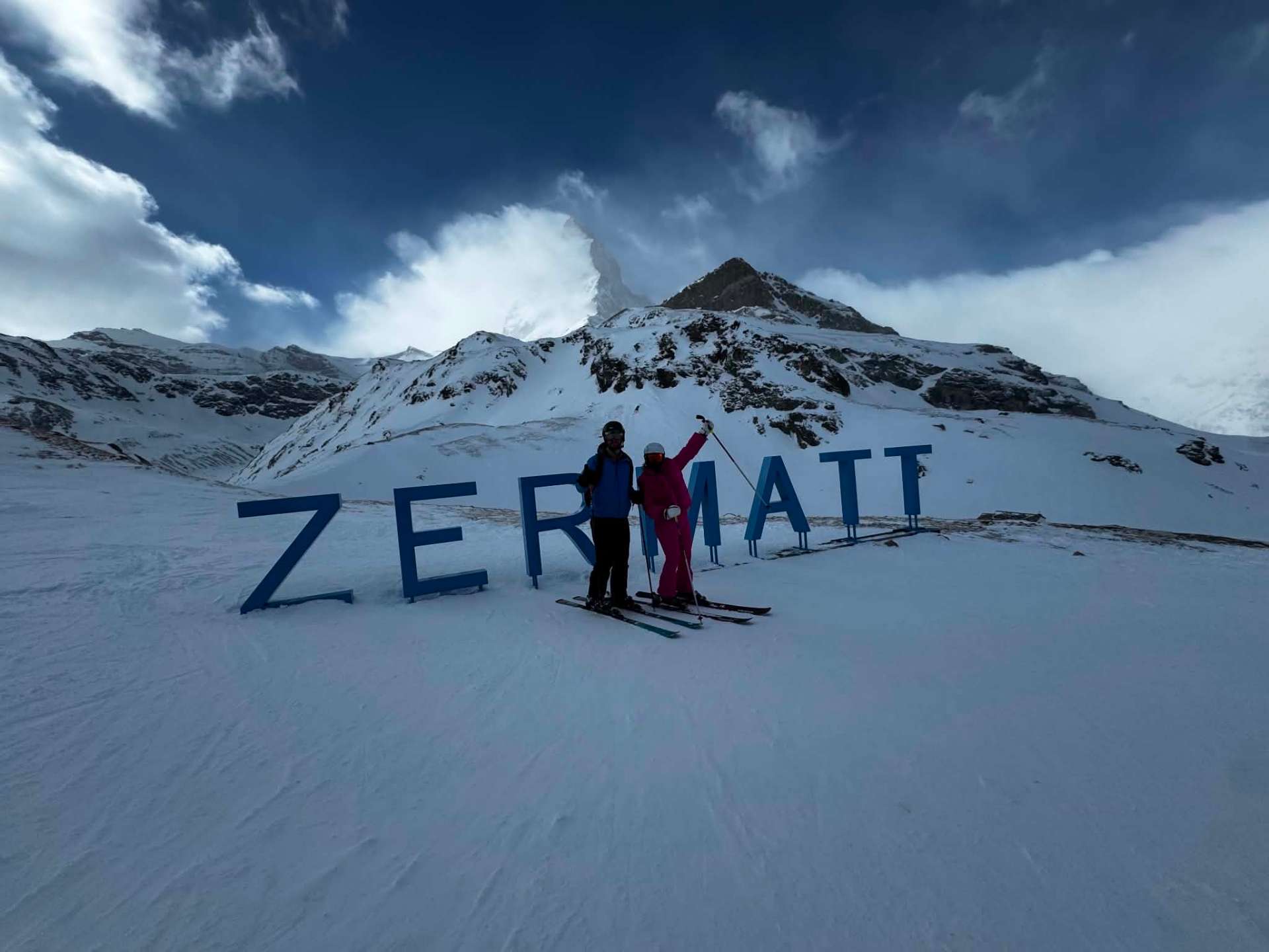Zermatt sign with the Matterhorn