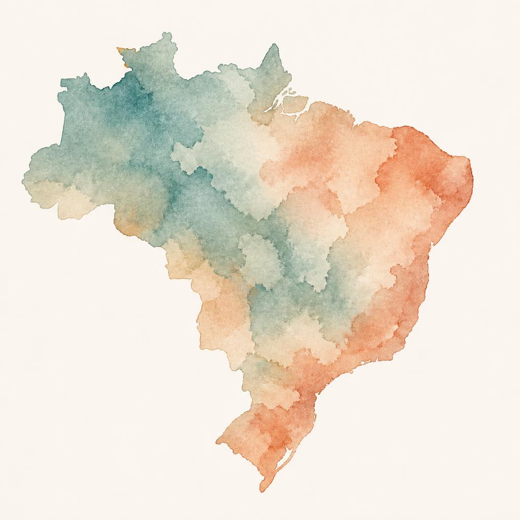 Watercolor map of Brazil